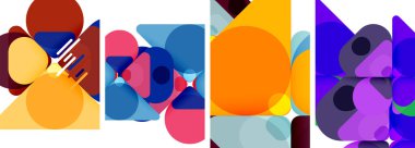 Duvar kağıdı, kartvizit, kapak, poster, afiş, broşür, başlık, web sitesi için renkli parlak geometrik soyut kompozisyonlar