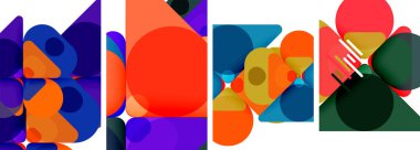 Duvar kağıdı, kartvizit, kapak, poster, afiş, broşür, başlık, web sitesi için renkli parlak geometrik soyut kompozisyonlar