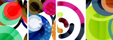 Soyut çember poster setiyle geometrik zarafet dünyası. Çemberler şekiller ve renkler senfonisiyle sarmalanır. Tasarımınız için çağdaş bir görsel ziyafet sunar.