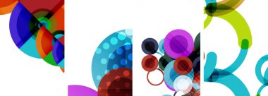 Soyut çember poster setiyle geometrik zarafet dünyası. Çemberler şekiller ve renkler senfonisiyle sarmalanır. Tasarımınız için çağdaş bir görsel ziyafet sunar.