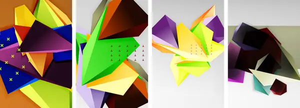 Trendige Low Poly Dreiecksformen Und Andere Geometrische Elemente Hintergrunddesigns Für — Stockvektor