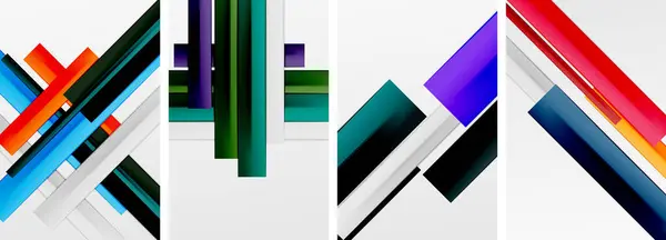 Minimale Linien Und Farbstreifen Plakatieren Abstrakte Hintergründe Vektor Illustration Für — Stockvektor