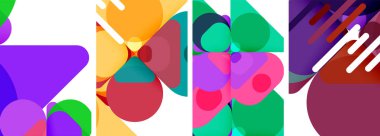 Duvar kağıdı, kartvizit, kapak, poster, afiş, broşür, başlık, web sitesi için renkli parlak geometrik soyut kompozisyonlar