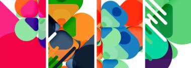 Duvar kağıdı, kartvizit, kapak, poster, afiş, broşür, başlık, web sitesi için renkli parlak geometrik soyut kompozisyonlar