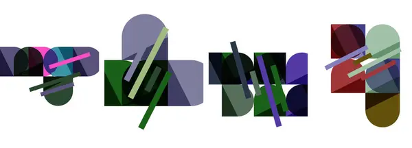 Fyrkantig Och Rund Form Geometrisk Affisch Set För Tapeter Visitkort — Stock vektor