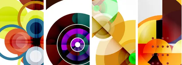 Världen Geometrisk Elegans Med Abstrakt Cirkel Affisch Set Cirklar Sammanflätas — Stock vektor