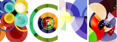 Soyut çember poster setiyle geometrik zarafet dünyası. Çemberler şekiller ve renkler senfonisiyle sarmalanır. Tasarımınız için çağdaş bir görsel ziyafet sunar.