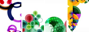 Soyut çember poster setiyle geometrik zarafet dünyası. Çemberler şekiller ve renkler senfonisiyle sarmalanır. Tasarımınız için çağdaş bir görsel ziyafet sunar.