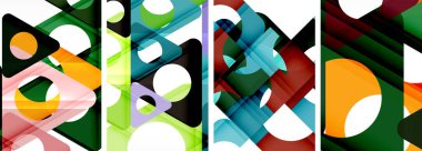 Çekici üçgenler içeren soyut arkaplan seti. Geometri ve stilin uyumlu karışımı, bu tasarımlar modern yetenekler getiriyor.