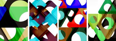 Soyut arkaplan seti, üçgenlerin dinamik etkileşimini gösteriyor. Modern tasarım ve geometrik cazibenin birleşimi