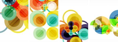 Soyut çember poster setiyle geometrik zarafet dünyası. Çemberler şekiller ve renkler senfonisiyle sarmalanır. Tasarımınız için çağdaş bir görsel ziyafet sunar.