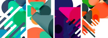 Duvar kağıdı, kartvizit, kapak, poster, afiş, broşür, başlık, web sitesi için renkli parlak geometrik soyut kompozisyonlar