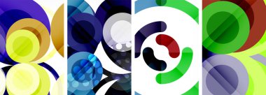 Soyut çember poster setiyle geometrik zarafet dünyası. Çemberler şekiller ve renkler senfonisiyle sarmalanır. Tasarımınız için çağdaş bir görsel ziyafet sunar.