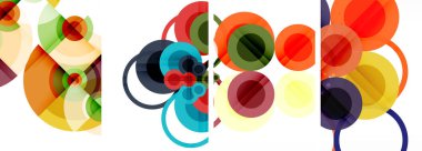 Soyut çember poster setiyle geometrik zarafet dünyası. Çemberler şekiller ve renkler senfonisiyle sarmalanır. Tasarımınız için çağdaş bir görsel ziyafet sunar.