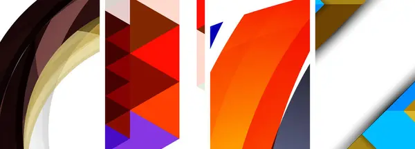 ベクターポスター クリーンでモダンなデザインで円 三角形をフィーチャーした最小限の幾何学的抽象的背景 — ストックベクタ
