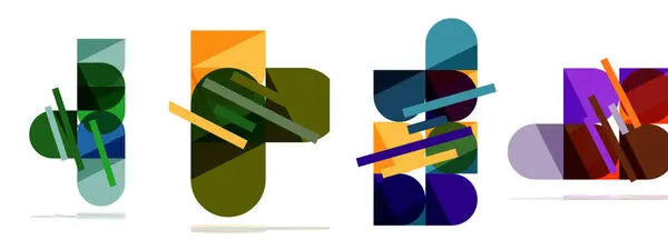 Set Affiches Géométriques Carré Rond Pour Papier Peint Carte Visite — Image vectorielle