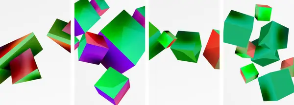 Volar Formas Cubos Otros Elementos Geométricos Diseño Fondo Para Papel — Vector de stock