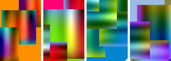 Barevné Kovové Čtvercové Abstraktní Plakáty Pozadí — Stockový vektor