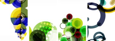 Etkileyici geometrik soyut posterler. Büyüleyici daireler, her bir dizayn şekil ve rengin uyumlu bir karışımı. Tasarımınızı modern, görsel olarak çarpıcı sanatla yükseltin