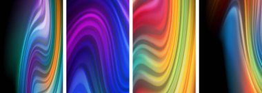Gökkuşağı renkli sıvı. Duvar kağıdı, kartvizit, kapak, poster, afiş, broşür, başlık, web sitesi için dalga çizgileri posteri