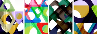 Soyut arkaplan seti, üçgenlerin dinamik etkileşimini gösteriyor. Modern tasarım ve geometrik cazibenin birleşimi