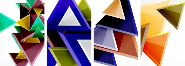Ensemble Affiches Géométriques Triangles Brillants Pour Papier Peint Carte Visite — Image vectorielle