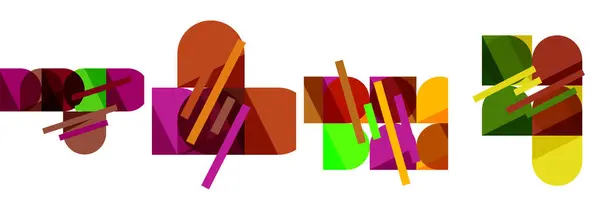 Composition Géométrique Fond Abstrait Poster Set Pour Papier Peint Carte — Image vectorielle