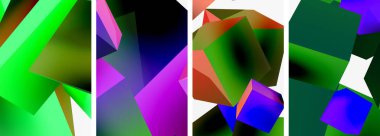 Duvar kağıdı, kartvizit, kapak, poster, afiş, broşür, başlık, web sitesi için 3d küp ve diğer geometrik elementlerin kompozisyonu