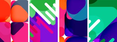 Duvar kağıdı, kartvizit, kapak, poster, afiş, broşür, başlık, web sitesi için renkli parlak geometrik soyut kompozisyonlar