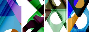 Çekici üçgenler içeren soyut arkaplan seti. Geometri ve stilin uyumlu karışımı, bu tasarımlar modern yetenekler getiriyor.