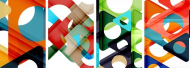 Çekici üçgenler içeren soyut arkaplan seti. Geometri ve stilin uyumlu karışımı, bu tasarımlar modern yetenekler getiriyor.