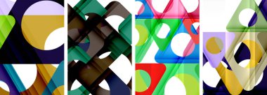 Soyut arkaplan seti, üçgenlerin dinamik etkileşimini gösteriyor. Modern tasarım ve geometrik cazibenin birleşimi