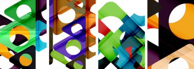 Soyut arkaplan seti, üçgenlerin dinamik etkileşimini gösteriyor. Modern tasarım ve geometrik cazibenin birleşimi