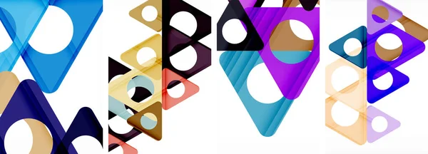 Set Sfondo Astratto Con Triangoli Accattivanti Combinazione Armoniosa Geometria Stile — Vettoriale Stock
