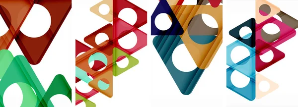 Abstracte Achtergrond Set Met Een Dynamisch Samenspel Van Driehoeken Fusie — Stockvector
