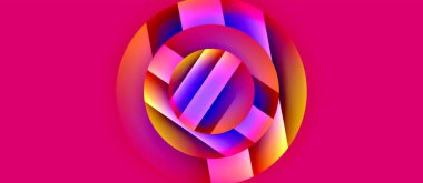 Parlak metal parlayan daireler geometrik arka plan. Asgari soyut kompozisyon. Duvar kağıdı, bayrak, arkaplan, kart, kitap illüstrasyonu için vektör illüstrasyonu, iniş sayfası