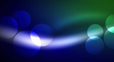 Parlak Işık Neon Baloncuk Çemberleri. Duvar kağıdı, bayrak, arkaplan, kart, kitap illüstrasyonu için vektör illüstrasyonu, iniş sayfası