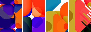 Duvar kağıdı, kartvizit, kapak, poster, afiş, broşür, başlık, web sitesi için renkli parlak geometrik soyut kompozisyonlar
