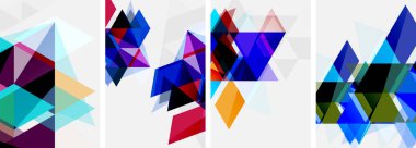 Renkli, parlak üçgenler, çeşitli renkler ve saydamlıklar. Duvar kağıdı, bayrak, arkaplan, kart, kitap illüstrasyonu için vektör illüstrasyonu, iniş sayfası