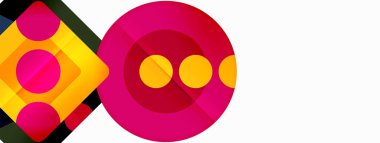 Trendy minimal geometric abstract background. Triangles, squares and circles bright colors backdrop. Vector Illustration For Wallpaper, Banner, Background, Card, Book Illustration, landing page