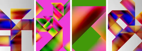 Set Van Kleurrijke Geometrische Posters Ronde Vormen Cirkels Met Vloeiende — Stockvector