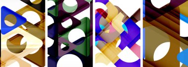 Çekici üçgenler içeren soyut arkaplan seti. Geometri ve stilin uyumlu karışımı, bu tasarımlar modern yetenekler getiriyor.