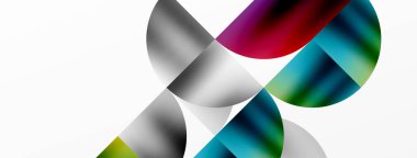 Metalik yuvarlak üçgenler içeren minimalist geometrik arkaplan, duvar kağıdı, pankart, arkaplan, iniş sayfası için temiz, metalik formlara vurgu yapan parlak ve modern görsel estetik sunuyor