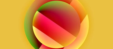 Parlak metal parlayan daireler geometrik arka plan. Asgari soyut kompozisyon. Duvar kağıdı, bayrak, arkaplan, kart, kitap illüstrasyonu için vektör illüstrasyonu, iniş sayfası