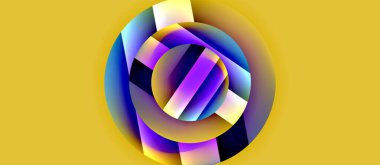 Parlak metal parlayan daireler geometrik arka plan. Asgari soyut kompozisyon. Duvar kağıdı, bayrak, arkaplan, kart, kitap illüstrasyonu için vektör illüstrasyonu, iniş sayfası