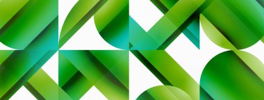 Beyaz zemin üzerinde canlı renk üçgenleri ve daireler dijital tasarımlar, sunumlar, web sitesi afişleri, sosyal medya paylaşımları için büyüleyici ve uyumlu bir kompozisyon oluşturmak için iç içe geçmiştir.