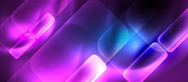 Metin veya ürün sunumu için neon cam şekilleri geometrik arkaplan. Duvar kağıdı, bayrak, arkaplan, kart, kitap illüstrasyonu için vektör illüstrasyonu, iniş sayfası