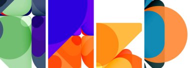 Duvar kağıdı, kartvizit, kapak, poster, afiş, broşür, başlık, web sitesi için renkli parlak geometrik soyut kompozisyonlar