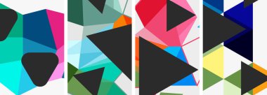 Bir dizi üçgen poster arka planı. Duvar kağıdı, bayrak, arkaplan, kart, kitap illüstrasyonu için vektör illüstrasyonu, iniş sayfası