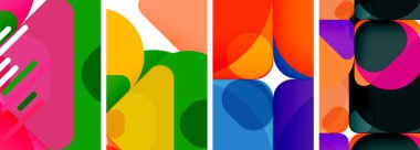 Duvar kağıdı, kartvizit, kapak, poster, afiş, broşür, başlık, web sitesi için renkli parlak geometrik soyut kompozisyonlar